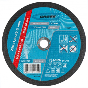 Круг отрезной по металлу, 230 х 1,6 х 22,2 мм, WA46TBF// Gross(10/100)***