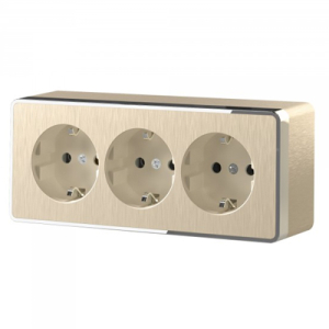 Розетка Шампань рифленый Открытой установки 3-х мест с заземлением и шторками Gallant W5073110 (5)