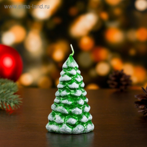 Свеча фигурная "Ёлочка", 7,5х4,5 см, 3 ч, 25 г, зеленая 1612551