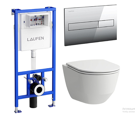 ПЭК  LAUFEN PRO ZRU9307615 (инсталл. + унитаз подвесной Rimless + сид. Slim, SoftClose + клав. хром)