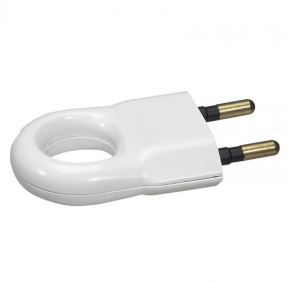 Вилка плоская с кольцом белая 6А 250В Smartbuy