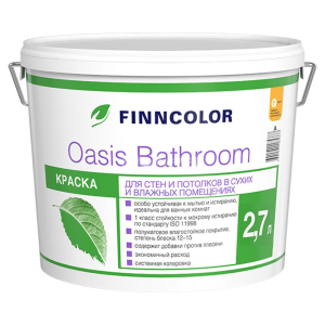 Краска Finncolor Oasis BATHROOM  Влаго- Износостойкая База С Полуматовая 2,7л (1)