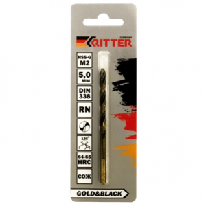 Сверло по металлу Ritter EC 4,2 мм (HSS-G M2 Gold&Black) DIN 338 RN (1 шт в блис) (1000/250/1)