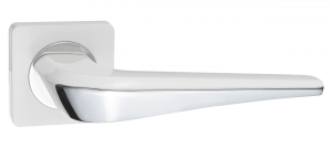 Ручка дверная РЕНЦ 02 "Фиоре", квадр накл, супер белый/хром блестящий (20)