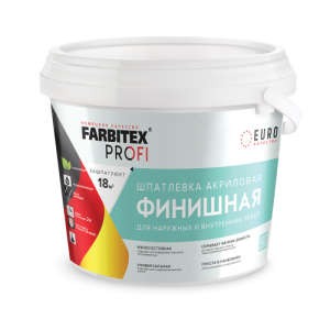 Шпатлевка акриловая финишная для наружных и внутренних работ (13 кг) Farbitex Профи (1)