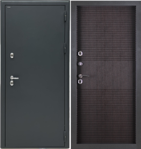 Дверь метал Термо TERMAX 904, Муар серый, без вставки/Венге 960*2050 левая