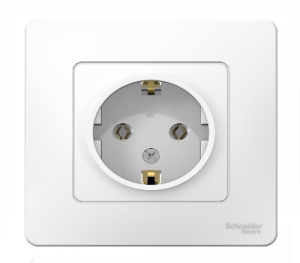 Розетка Белая 1-местная без шторок с заземлением СП16А  BLANCA (10)