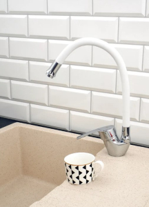 Смеситель для кухни с гибким изливом P58278-7 Белый(__)