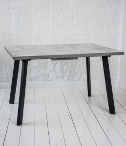 Стол РИНО МАКС раздвижной 1400/1800*800*750 ЛДСП Каспий светлый, ноги металл ЧЕРНЫЙ