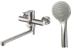 Смеситель для ванн Orlandо, излив 300мм, с аксессуарами, нерж. сталь, арт. OL 31(__)