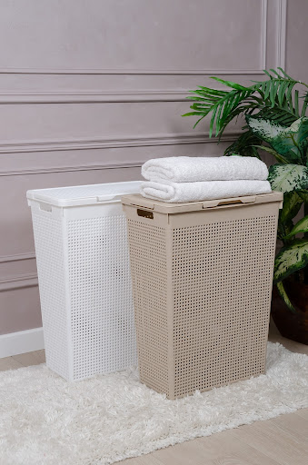 Корзина д/белья 50,0л 450*260*615мм Лофт узкая латте "ВТ" (10)