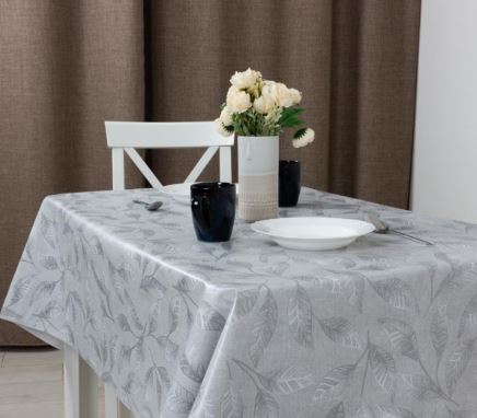 Клеенка Camelia 140 см арт. 304/8 Листья серебро	(20м)																																						