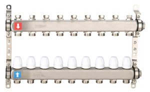 Коллектор регулируемый с запорными клапанами Нерж 9 вых GAPPO (1)