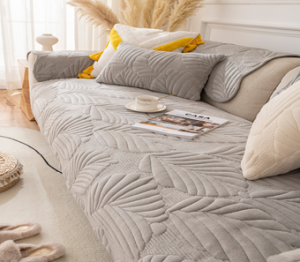 Дивандек серый "Листья" 90*210