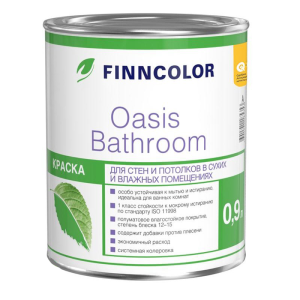 Краска Finncolor Oasis BATHROOM  Влаго- Износостойкая База А Полуматовая 0,9л (6)