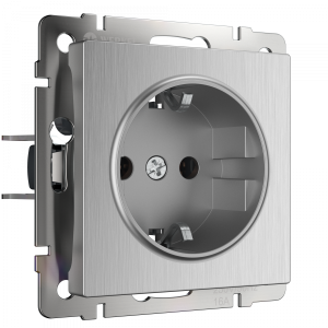 Серебряный розетка рифленый Скрытой установки 1 местная С заземлением W1171009 Werkel(10)