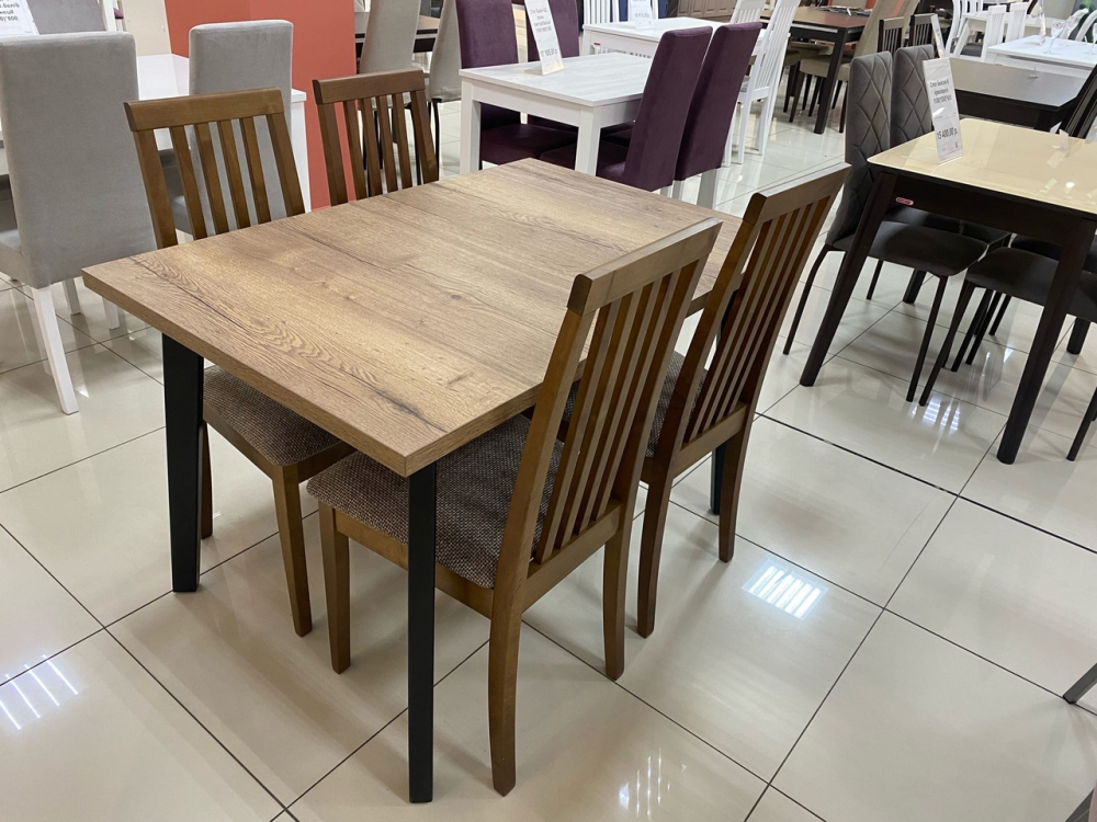 Стол Галактика 120 1200(440)*800 Галифакс табак 4H-14 черный