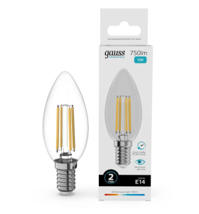 Лампа Gauss Filament Elementary Свеча 12W 750lm 4100К Е14 LED (10)