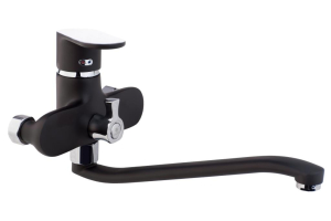 Смеситель CALORIE  Люкс для ванны (чёрный/хром)  (S- гусак 30 см) (9 шт/кор)