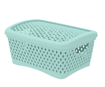 Корзинка "Ромбики" M 295*220*140мм с/кр Мята (50) АП 457