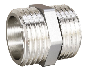 Ниппель прямой LD Pride (1 1/4") НР/НР латунь никель (32)