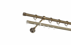 Карниз метал. СМ-2491/200/1Ш 2-х ряд золото антик (гладкая) d16