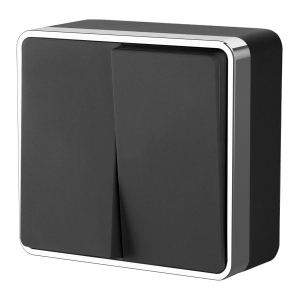 Выключатель Черный/хром Открытой установки 2-х клав Gallant W5020035 (10)