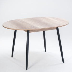 Стол КРУГЛЫЙ ОРИОН (раздвижной) D 950 мм ЛДСП ТУНИС СЕРЫЙ / ноги металл ЧЕРНЫЙ      