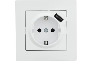 Белая розетка с/з TC+USB разъём VESNA (10шт/120шт)