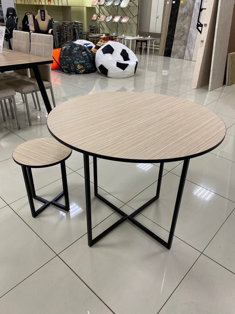 Стол обеденный ЛОФТ (Столешница - ЛДСП) Ст036.0 (МЕТАЛЛ Черный/ЛДСП Зебрано Сахара/Пихта