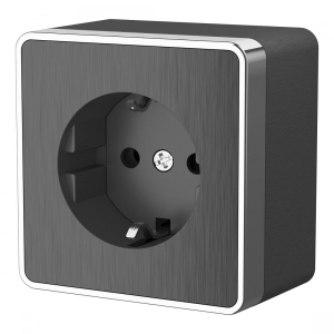 Розетка Графит рифленый Открытой Установки 1 мест Gallant с заземлением W5071004 (10)