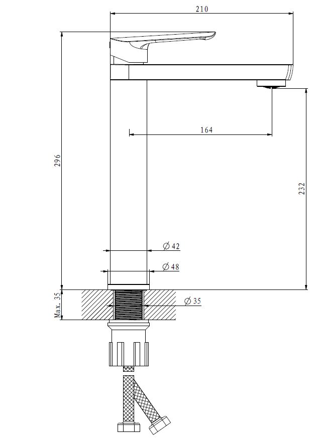 Смеситель Lagos Gun Metal для раковин, высокий, арт. LG25GM2