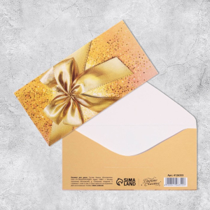 Конверт для денег «Золотой бант»,16.5 × 8 см