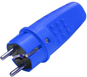 Вилка электрическая прямая 1ф 16А 250В IP44 с заземл. каучук син. (еврослот) UNIVersal 3041