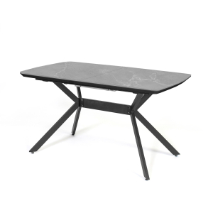 Стол ОЛИМП 2 Керамика (67 В Мрамор серый,МДФ+пленка черная,каркас муар черный)