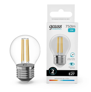 Лампа Gauss Filament Elementary Шар 12W 750lm 4100К Е27 LED 1/10/100 (10)
