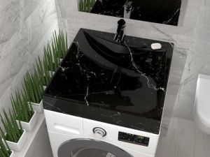 Раковина Твистер 600 Чёрный Мрамор, на стиральную машинку