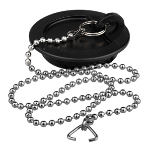Пробка для ванны (раковины) ЧЁРНАЯ c цепочкой из нерж.стали 45 см MasterProf, MP-У(10)