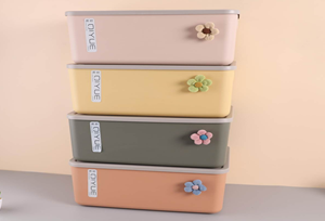 Корзина с крышкой для хранения "Нежный цвет", 36,5*26*16 см, пластик, прямоуг.