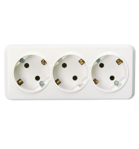 Розетка Белый 3-х местная открытой установки с заземлением ТМ Юпитер Smartbuy (8шт)