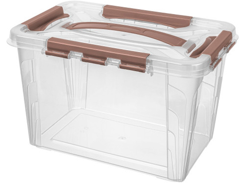 Ящик универс. 290*190*180мм 6,65л Grand Box c/замками, с/руч. коричневый Быт