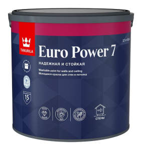 Краска Tikkurila EURO POWER 7 Акриловая Моющаяся База С Матовая 2,7л (1)