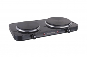 Электроплита WILLMARK НS-215 (2 чугун конф.*155 mm/1000Вт.,185*1500Вт, корпус из нерж стали, черный)