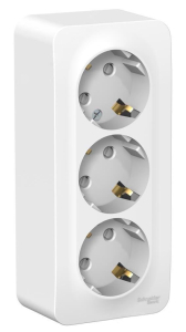 Белый розетка 3-х местная окрытой установки  без заземления  SchE BLANCA (6)