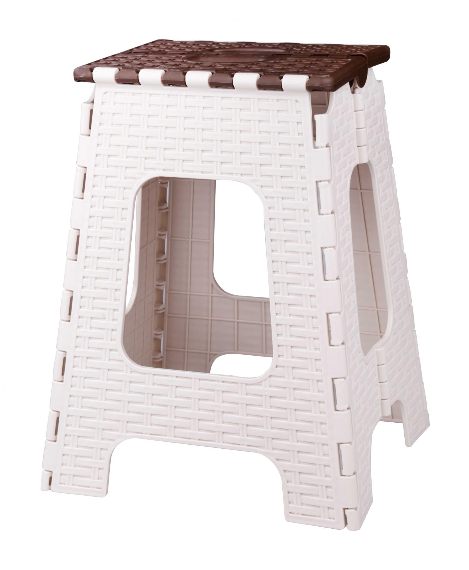 Табурет складной "Плетенка" бежево-коричневый (5) М7093, Альтернатива