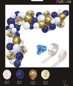 Наб. шаров син/бел/зол 90 шт