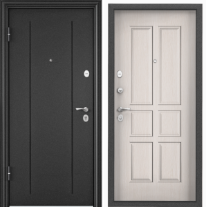 Дверь метал DELTA PRO Тем-сер букле графит RGSO/Лиственница белая, D6-34 (СК610) 860 левая