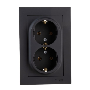 Карбон розетка 2-м СП AtlasDesign 16А IP20 с заземл. в сборе SE ATN001024 (6)