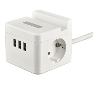 Удлинитель серии Standard, с/з, шнур 1,5м, 2 гн, 3 USB, 16А, держ для тел Белый S-GCD2-1,5SBUH (32)