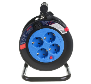 Удлинитель на катушке 4 гнезда 10м,с заземлением и предохранителем ПВС 3*1,5 16А/3,5кВт (4)